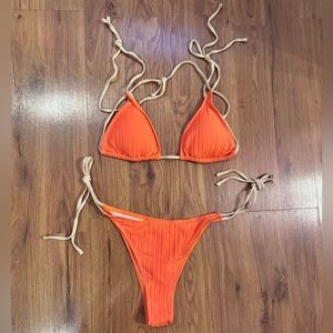 SHEIN Orange and Tan Bikini Set